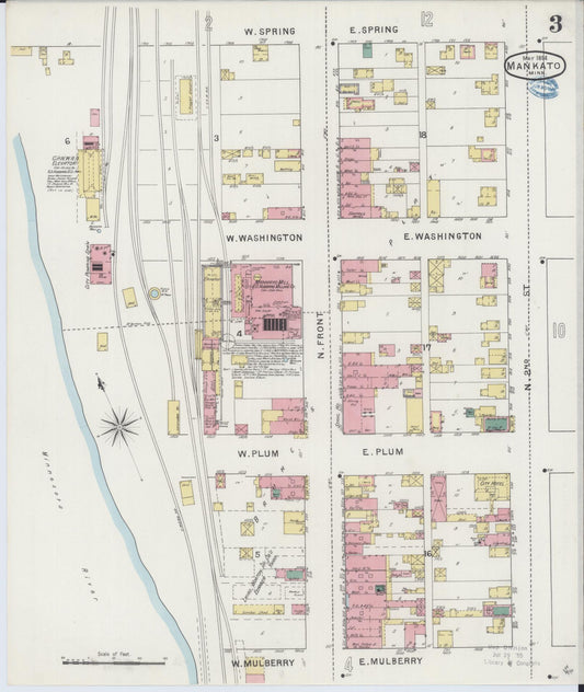 Sanborn Fire Insurance Map from Mankato, Blue Earth County, Minnesota (1894), Sheet #0003 - Historic Sanborn Fire Insurance Map Print, vintage old map wall art, antique decor, genealogy gift, Minnesota Minnesota map