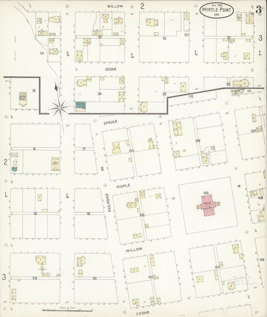 Sanborn Fire Insurance Map from Myrtle Point, Coos County, Oregon (1898), Sheet #0003 - Historic Sanborn Fire Insurance Map Print, vintage old map wall art, antique decor, genealogy gift, Oregon Oregon map