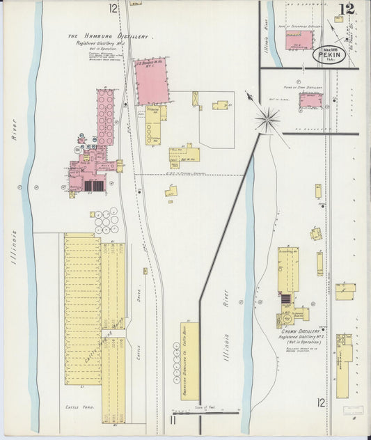 Sanborn Fire Insurance Map from Pekin, Tazewell County, Illinois (1898), Sheet #0012 - Historic Sanborn Fire Insurance Map Print, vintage old map wall art, antique decor, genealogy gift, Illinois Illinois map