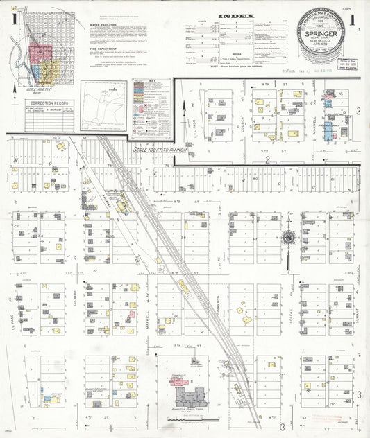 Sanborn Fire Insurance Map from Springer, Colfax County, New Mexico (1939), Sheet #0001 - Historic Sanborn Fire Insurance Map Print, vintage old map wall art, antique decor, genealogy gift, New Mexico New Mexico map
