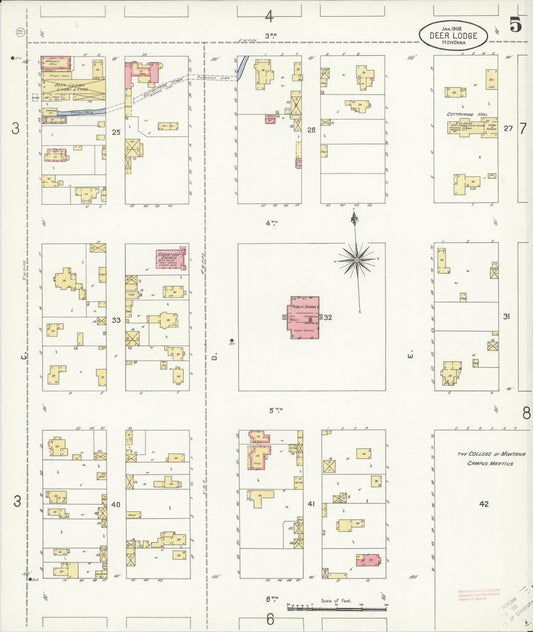 Sanborn Fire Insurance Map from Deer Lodge, Powell County, Montana (1908), Sheet #0005 - Historic Sanborn Fire Insurance Map Print, vintage old map wall art, antique decor, genealogy gift, Montana Montana map