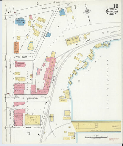 Sanborn Fire Insurance Map from Marquette, Marquette County, Michigan (1917), Sheet #0010 - Complete Map Set gallery image, historic Sanborn map, vintage wall art, Michigan Michigan