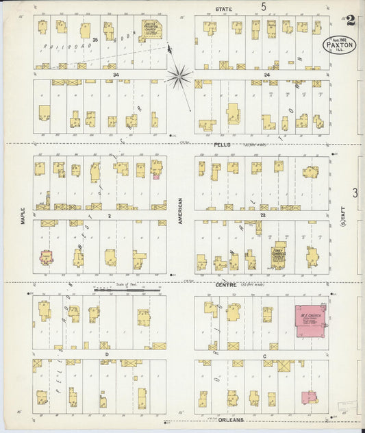 Sanborn Fire Insurance Map from Paxton, Ford County, Illinois (1902), Sheet #0002 - Historic Sanborn Fire Insurance Map Print, vintage old map wall art, antique decor, genealogy gift, Illinois Illinois map