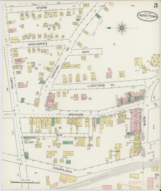 Sanborn Fire Insurance Map from Tarrytown, Westchester County, New York (1887), Sheet #0003 - Historic Sanborn Fire Insurance Map Print, vintage old map wall art, antique decor, genealogy gift, New York New York map