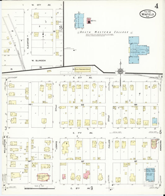 Sanborn Fire Insurance Map from Winfield, Cowley County, Kansas (1912), Sheet #0004 - Historic Sanborn Fire Insurance Map Print, vintage old map wall art, antique decor, genealogy gift, Kansas Kansas map