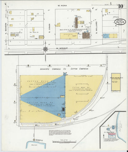 Sanborn Fire Insurance Map from Altus, Jackson County, Oklahoma (1920), Sheet #0010 - Complete Map Set gallery image, historic Sanborn map, vintage wall art, Oklahoma Oklahoma
