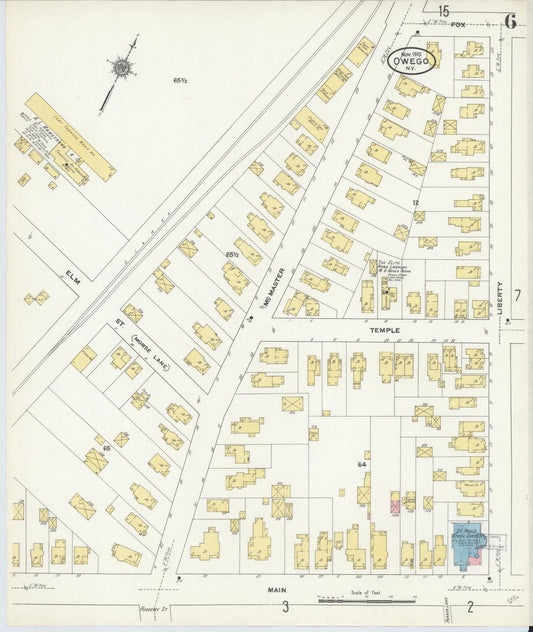Sanborn Fire Insurance Map from Owego, Tioga County, New York (1910), Sheet #0006 - Historic Sanborn Fire Insurance Map Print, vintage old map wall art, antique decor, genealogy gift, New York New York map