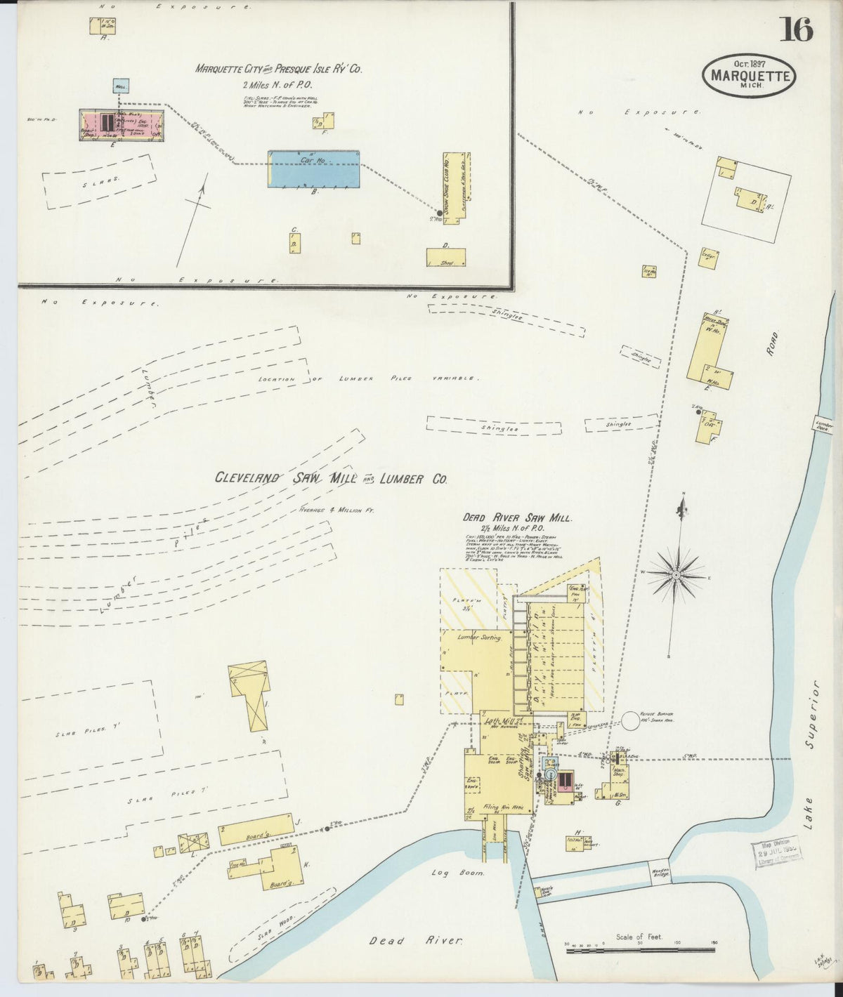 Sanborn Fire Insurance Map from Marquette, Marquette County, Michigan (1897), Sheet #0016 - Historic Sanborn Fire Insurance Map Print, vintage old map wall art, antique decor, genealogy gift, Michigan Michigan map
