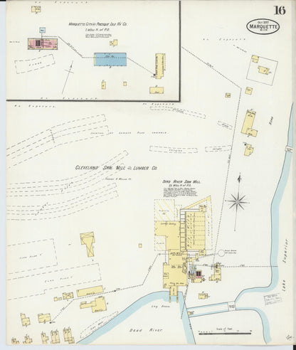 Sanborn Fire Insurance Map from Marquette, Marquette County, Michigan (1897), Sheet #0016 - Historic Sanborn Fire Insurance Map Print, vintage old map wall art, antique decor, genealogy gift, Michigan Michigan map