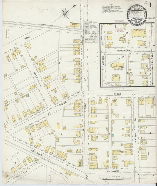 Sanborn Fire Insurance Map from Parsons, Luzerne County, Pennsylvania (1896), Sheet #0001 - Historic Sanborn Fire Insurance Map Print, vintage old map wall art, antique decor, genealogy gift, Pennsylvania Pennsylvania map
