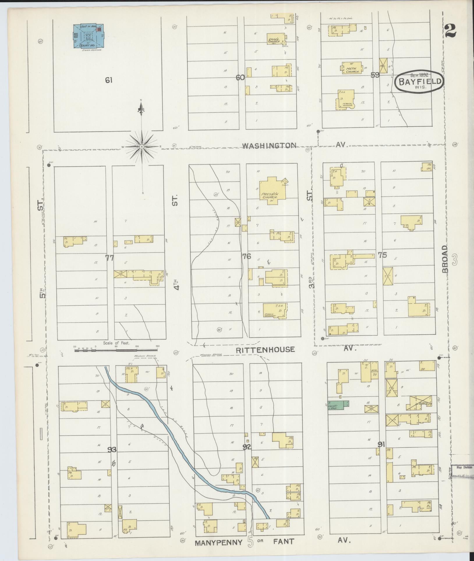 Sanborn Fire Insurance Map from Bayfield, Bayfield County, Wisconsin (1892), Sheet #0002 - Historic Sanborn Fire Insurance Map Print, vintage old map wall art, antique decor, genealogy gift, Wisconsin Wisconsin map