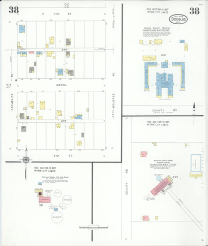 Sanborn Fire Insurance Map from Douglas, Cochise County, Arizona (1929), Sheet #0038 - Complete Map Set gallery image, historic Sanborn map, vintage wall art, Arizona Arizona