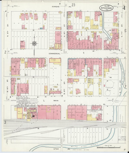 Sanborn Fire Insurance Map from Atchison, Atchison County, Kansas (1910), Sheet #0004 - Complete Map Set gallery image, historic Sanborn map, vintage wall art, Kansas Kansas