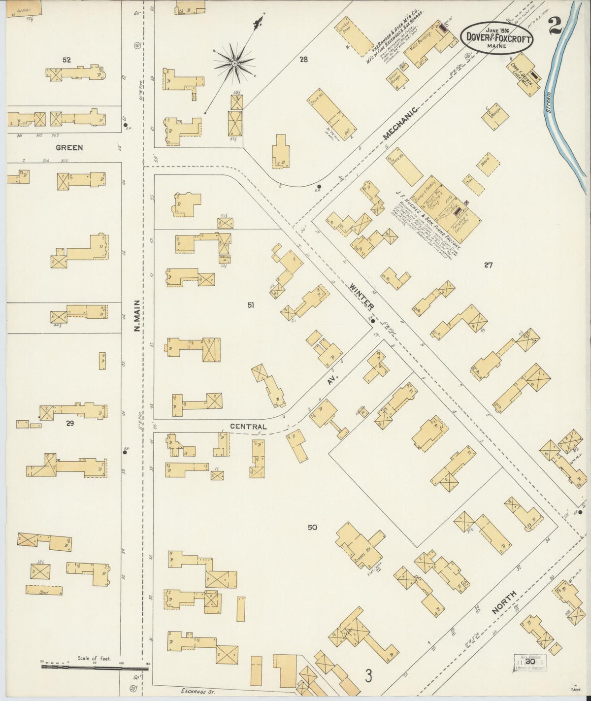 Sanborn Fire Insurance Map from Dover, Piscataguis County, Maine (1906), Sheet #0002 - Complete Map Set gallery image, historic Sanborn map, vintage wall art, Maine Maine
