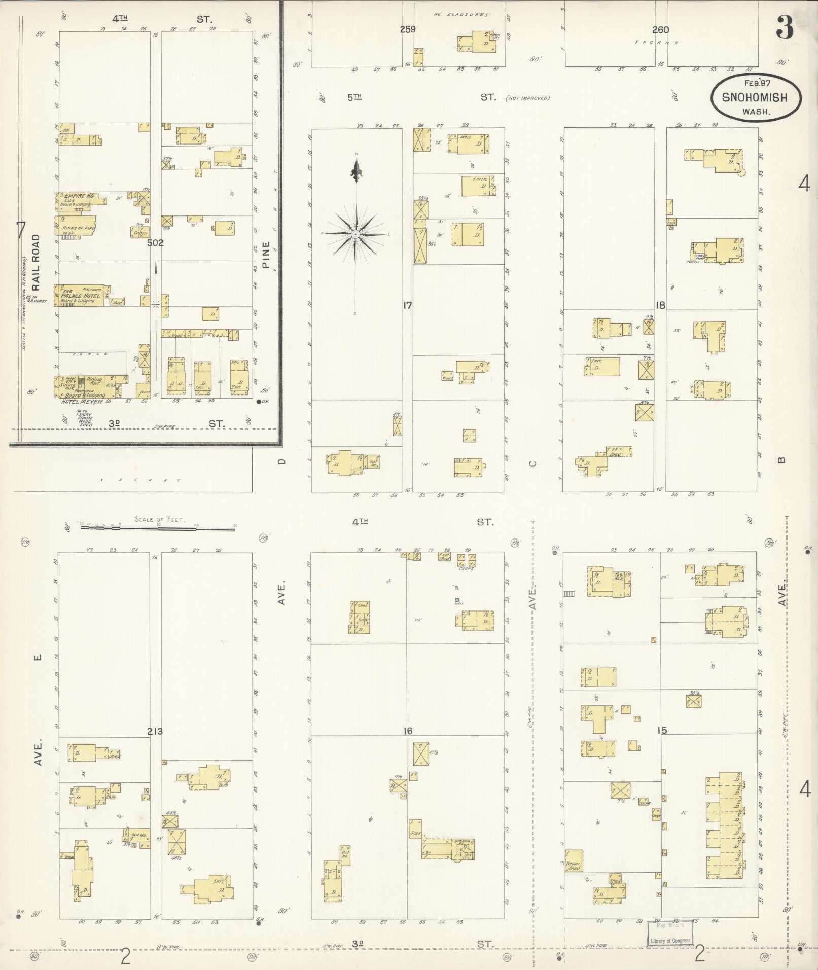 Sanborn Fire Insurance Map from Snohomish, Snohomish County, Washington (1897), Sheet #0003 - Complete Map Set gallery image, historic Sanborn map, vintage wall art, Washington Washington