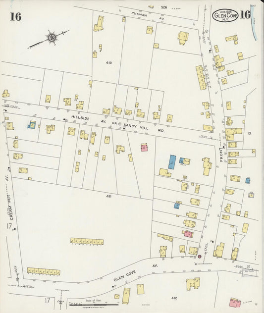 Sanborn Fire Insurance Map from Glen Cove, Nassau County, New York (1925), Sheet #0016 - Historic Sanborn Fire Insurance Map Print, vintage old map wall art, antique decor, genealogy gift, New York New York map