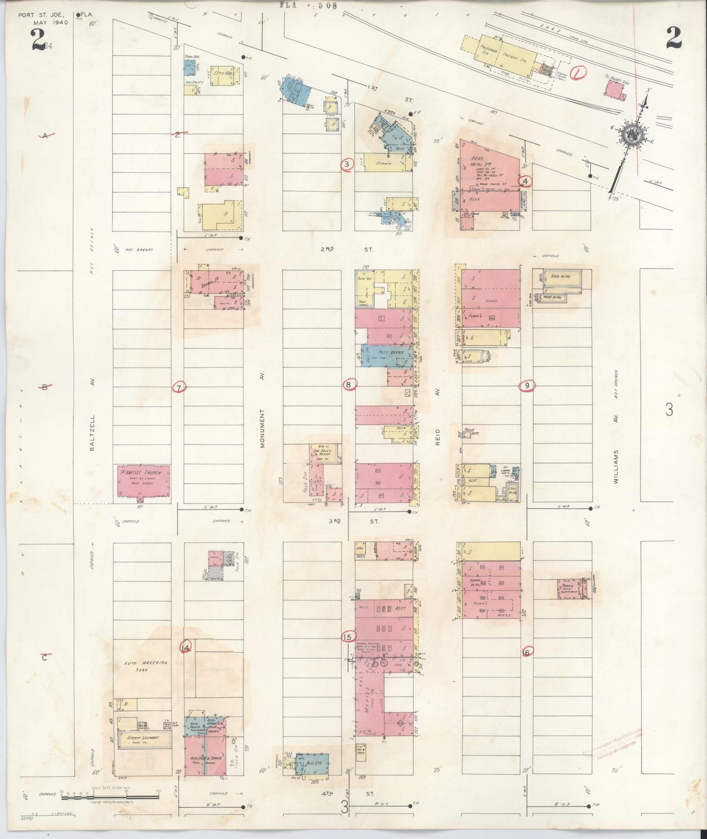 Sanborn Fire Insurance Map from Port Saint Joe, Gulf County, Florida (1945), Sheet #0002 - Complete Map Set gallery image, historic Sanborn map, vintage wall art, Florida Florida