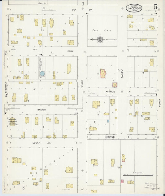 Sanborn Fire Insurance Map from Jackson, Jackson County, Minnesota (1913), Sheet #0005 - Historic Sanborn Fire Insurance Map Print, vintage old map wall art, antique decor, genealogy gift, Minnesota Minnesota map