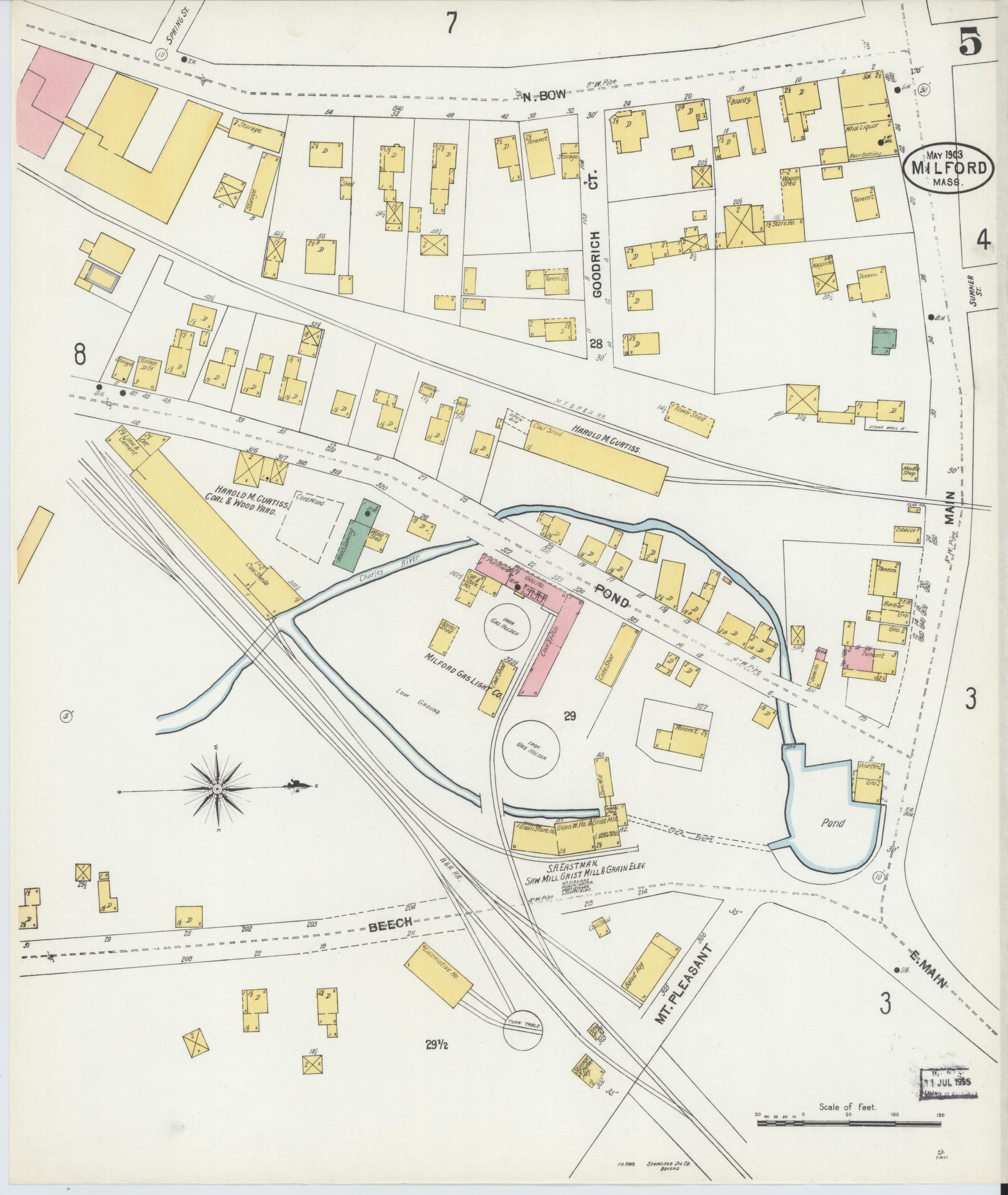 Sanborn Fire Insurance Map from Milford, Worcester County, Massachusetts (1903), Sheet #0005 - Complete Map Set gallery image, historic Sanborn map, vintage wall art, Massachusetts Massachusetts