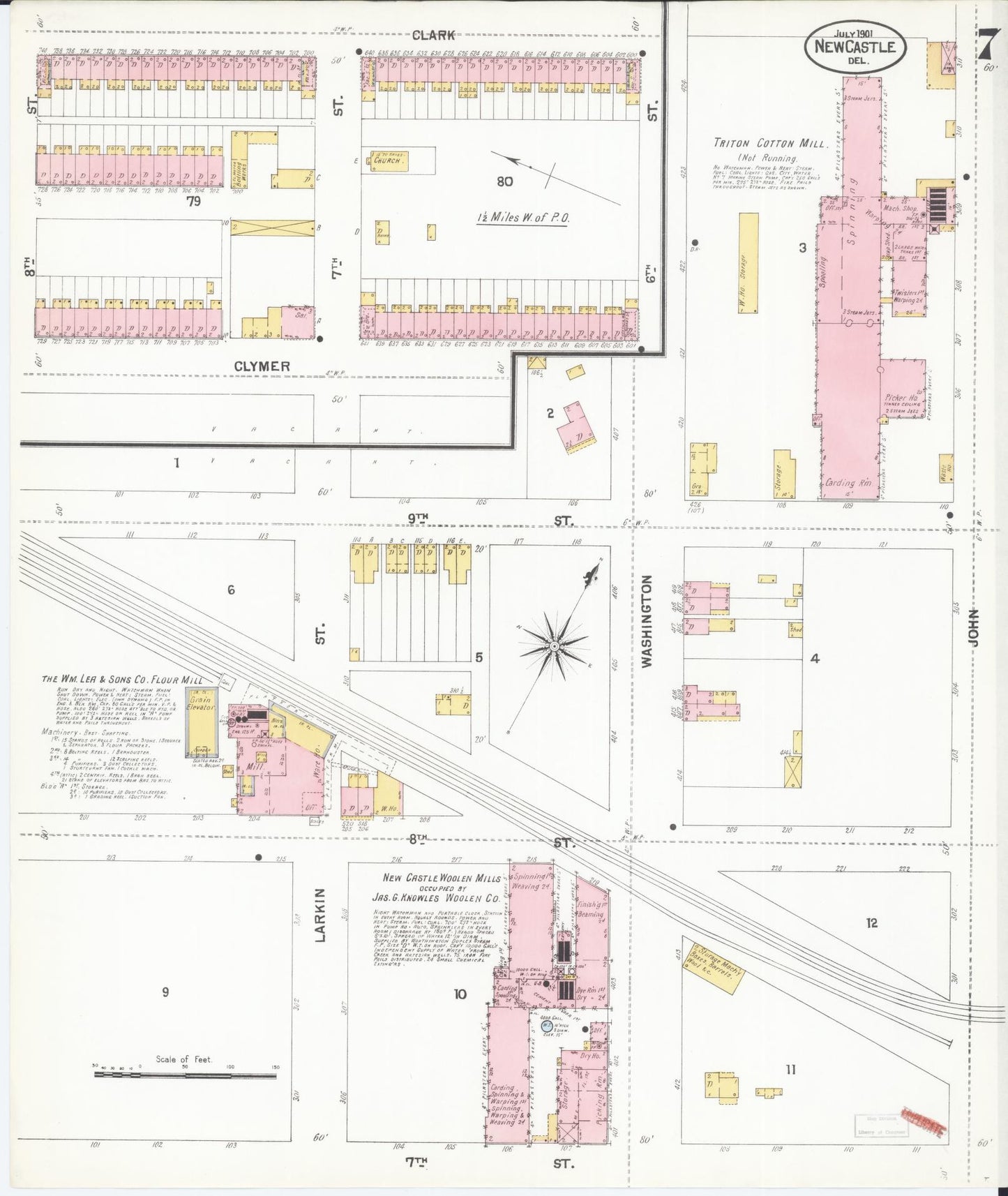 Sanborn Fire Insurance Map from New Castle, New Castle County, Delaware (1901), Sheet #0007 - Complete Map Set gallery image, historic Sanborn map, vintage wall art, Delaware Delaware