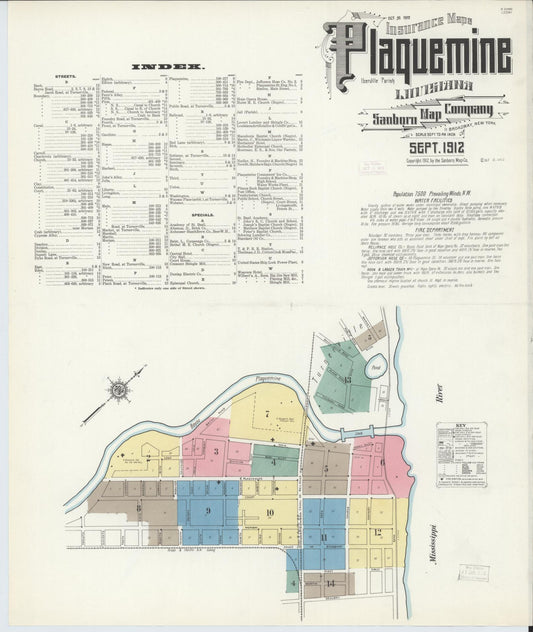 Sanborn Fire Insurance Map from Plaquemine, Iberville Parish, Louisiana. (1912) – Historic Sanborn Fire Insurance Map Print