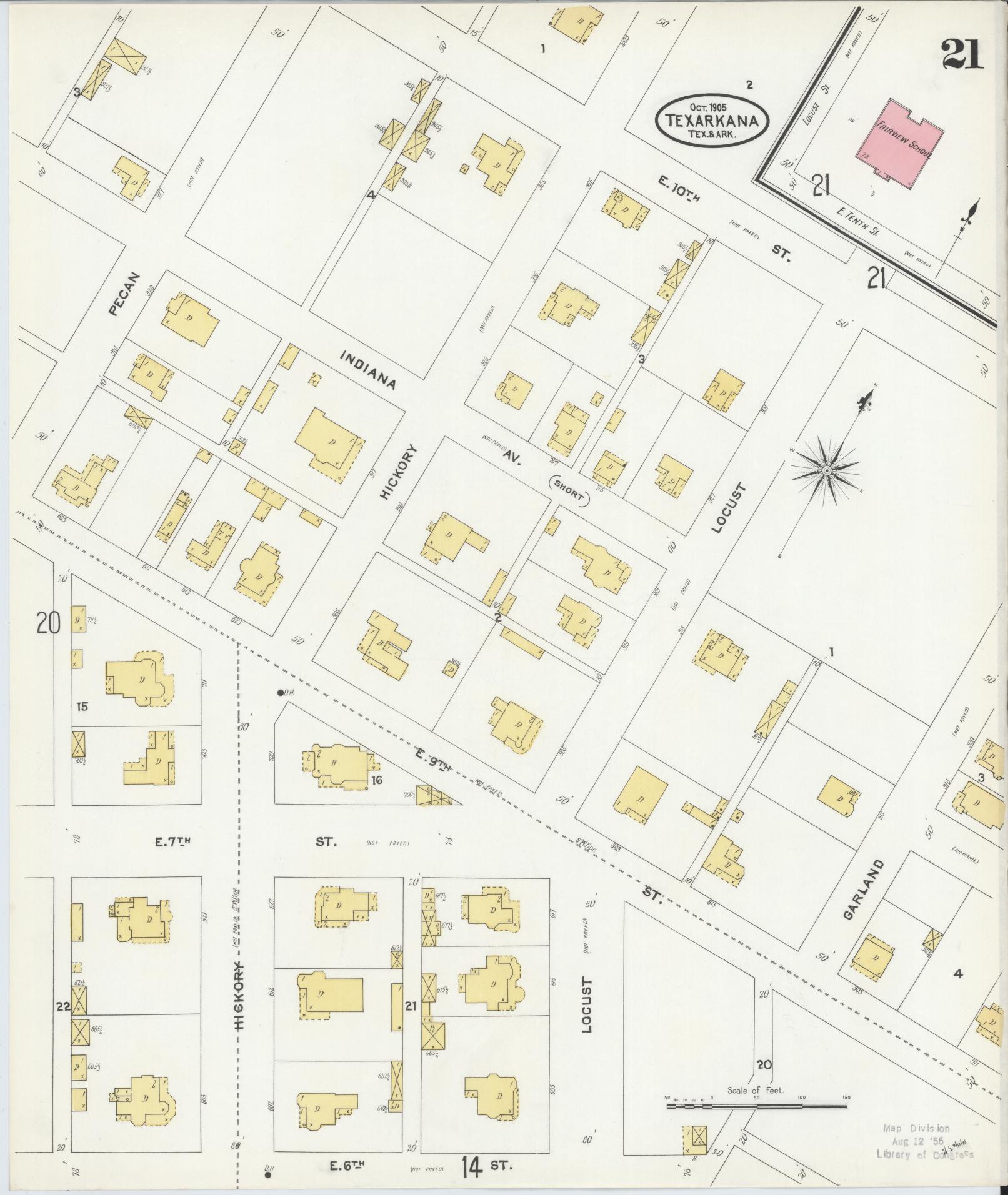Sanborn Fire Insurance Map from Texarkana, Bowie County, Texas (1905), Sheet #0021 - Complete Map Set gallery image, historic Sanborn map, vintage wall art, Texas Texas