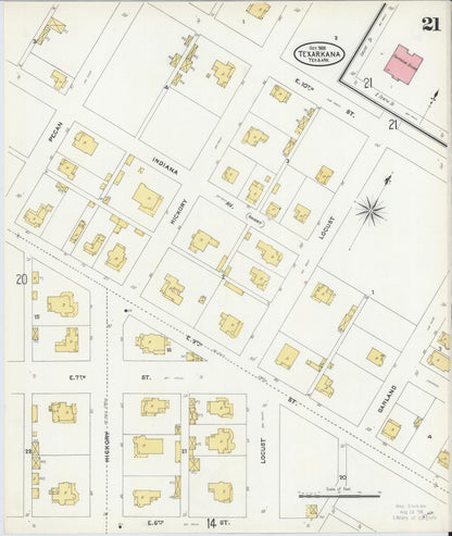 Sanborn Fire Insurance Map from Texarkana, Bowie County, Texas (1905), Sheet #0021 - Complete Map Set gallery image, historic Sanborn map, vintage wall art, Texas Texas