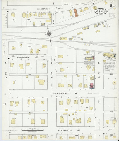 Sanborn Fire Insurance Map from McAlester, Pittsburg County, Oklahoma (1918), Sheet #0009 - Complete Map Set gallery image, historic Sanborn map, vintage wall art, Oklahoma Oklahoma