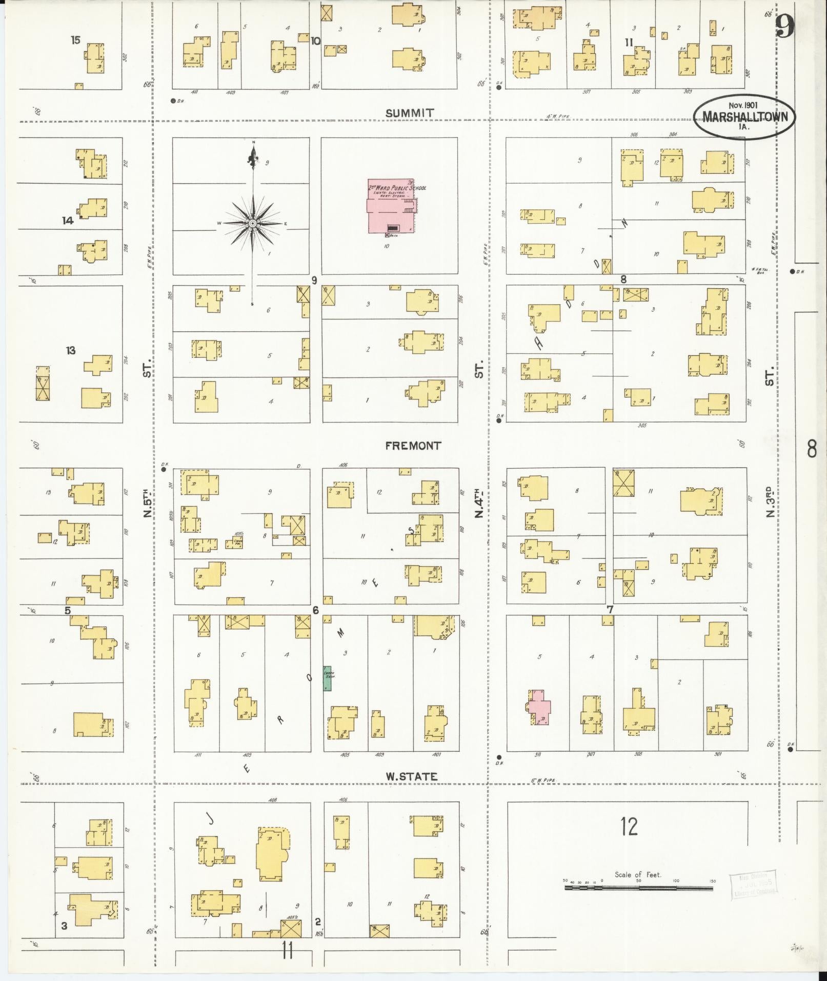Sanborn Fire Insurance Map from Marshalltown, Marshall County, Iowa (1901), Sheet #0009 - Historic Sanborn Fire Insurance Map Print
