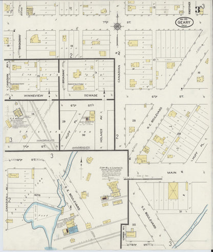 Sanborn Fire Insurance Map from Geary, Blaine County, Oklahoma (1915), Sheet #0003 - Complete Map Set gallery image, historic Sanborn map, vintage wall art, Oklahoma Oklahoma