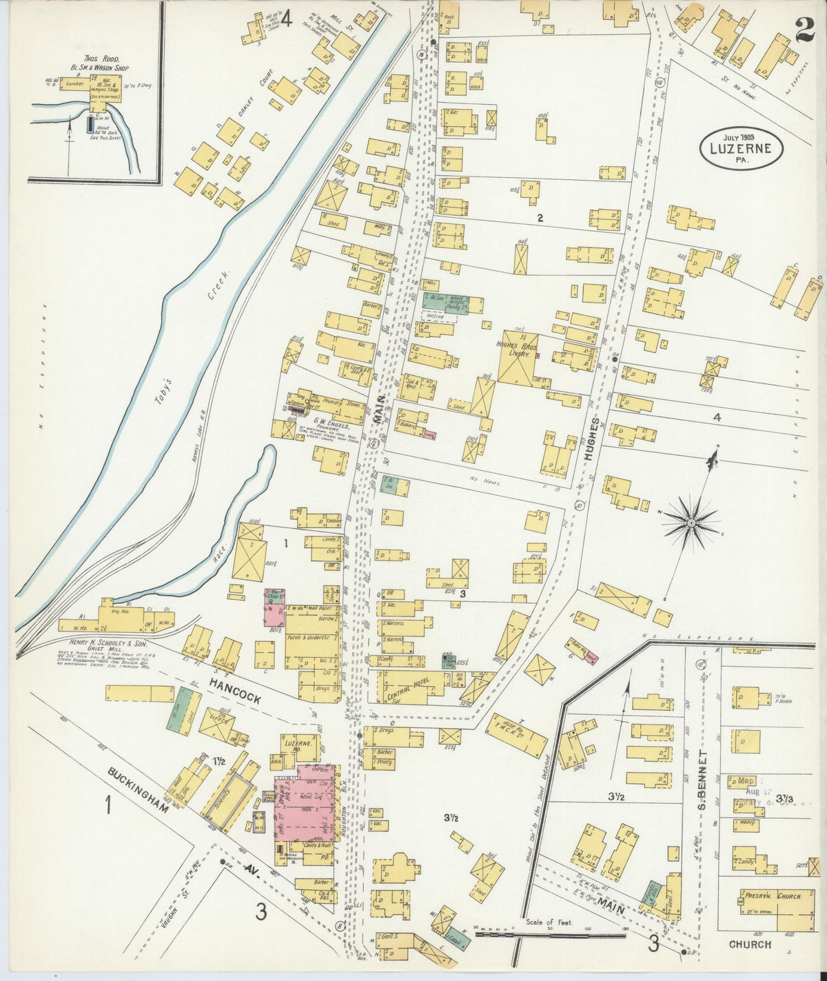 Sanborn Fire Insurance Map from Luzerne, Luzerne County, Pennsylvania (1903), Sheet #0002 - Historic Sanborn Fire Insurance Map Print, vintage old map wall art, antique decor, genealogy gift, Pennsylvania Pennsylvania map