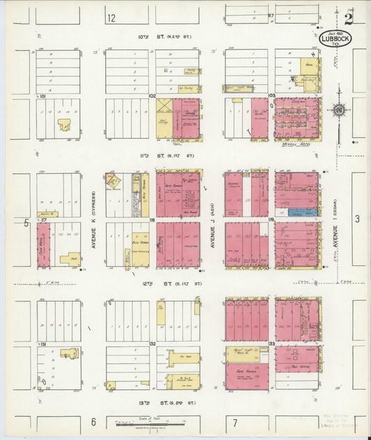 Sanborn Fire Insurance Map from Lubbock, Lubbock County, Texas (1921), Sheet #0002 - Historic Sanborn Fire Insurance Map Print, vintage old map wall art, antique decor, genealogy gift, Texas Texas map