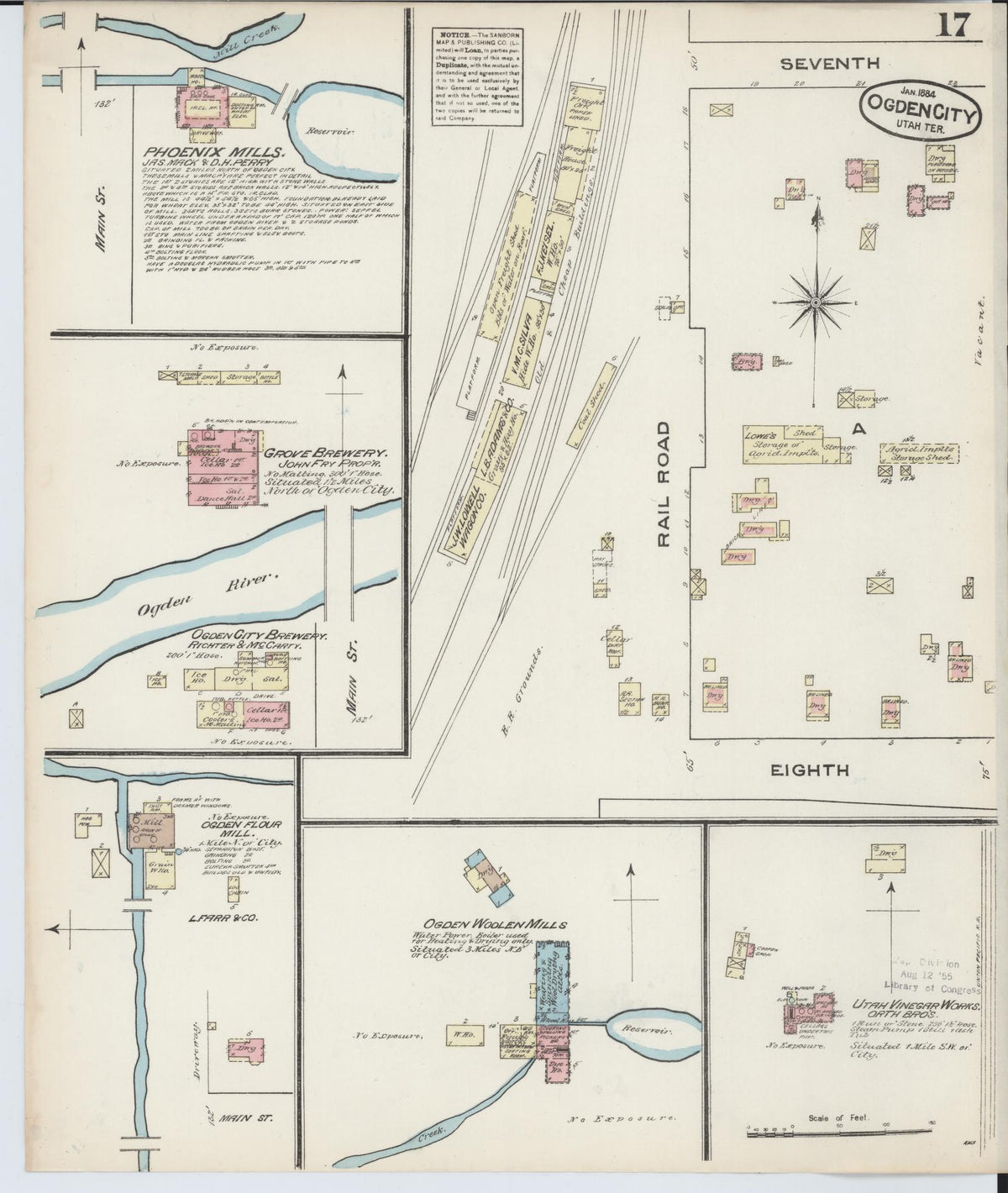 Sanborn Fire Insurance Map from Ogden, Weber County, Utah (1884), Sheet #0017 - Complete Map Set gallery image, historic Sanborn map, vintage wall art, Utah Utah