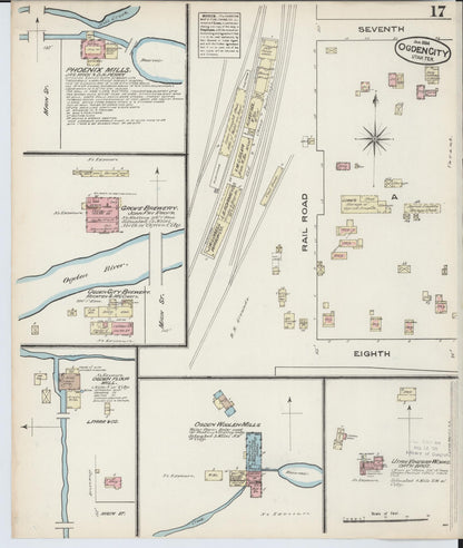 Sanborn Fire Insurance Map from Ogden, Weber County, Utah (1884), Sheet #0017 - Complete Map Set gallery image, historic Sanborn map, vintage wall art, Utah Utah
