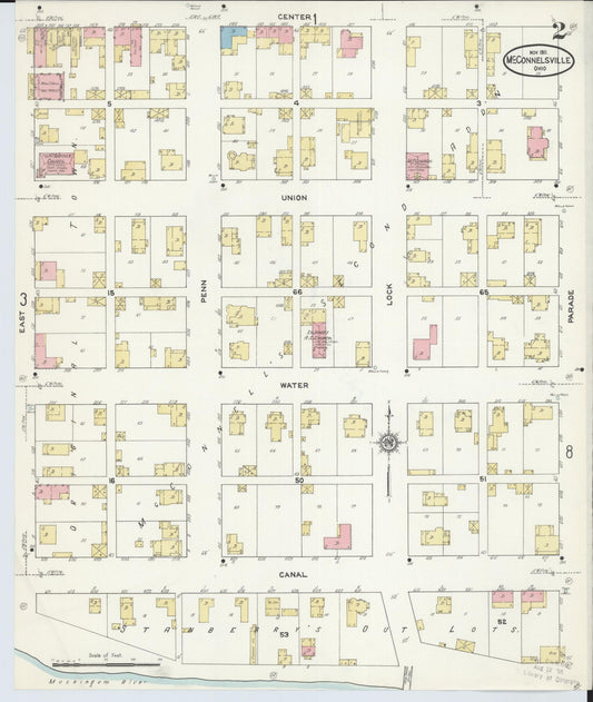 Sanborn Fire Insurance Map from McConnelsville, Morgan County, Ohio (1911), Sheet #0002 - Historic Sanborn Fire Insurance Map Print, vintage old map wall art, antique decor, genealogy gift, Ohio Ohio map