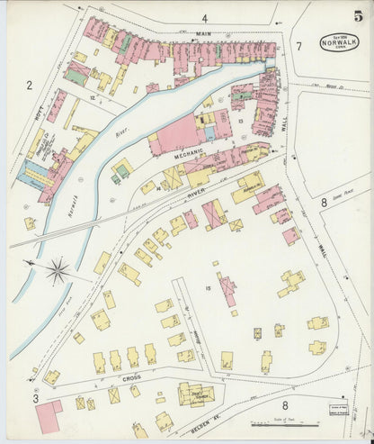 Sanborn Fire Insurance Map from Norwalk, Fairfield County, Connecticut (1896), Sheet #0005 - Complete Map Set gallery image, historic Sanborn map, vintage wall art, Connecticut Connecticut