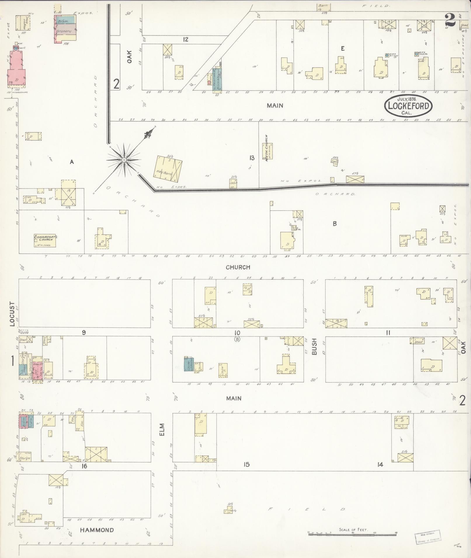 Sanborn Fire Insurance Map from Lockeford, San Joaquin County, California (1898), Sheet #0002 - Historic Sanborn Fire Insurance Map Print, vintage old map wall art, antique decor, genealogy gift, California California map
