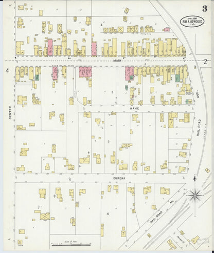 Sanborn Fire Insurance Map from Braidwood, Will County, Illinois (1898), Sheet #0003 - Complete Map Set gallery image, historic Sanborn map, vintage wall art, Illinois Illinois