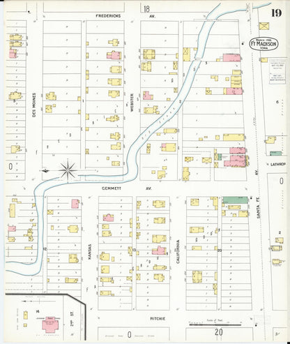 Sanborn Fire Insurance Map from Fort Madison, Lee County, Iowa (1900), Sheet #0019 - Historic Sanborn Fire Insurance Map Print