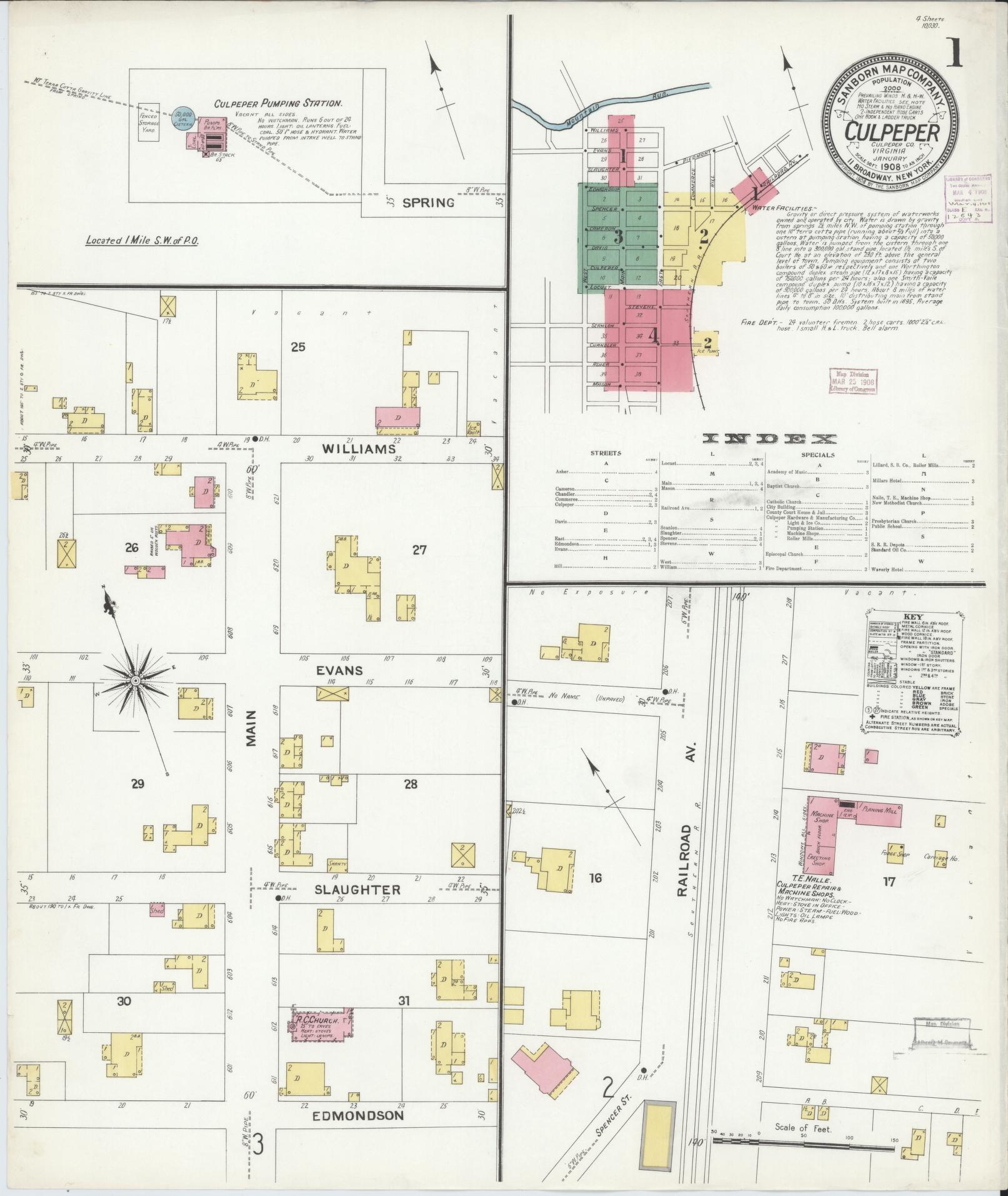 Sanborn Fire Insurance Map from Culpeper, Culpeper County, Virginia. (1908) – Historic Sanborn Fire Insurance Map Print