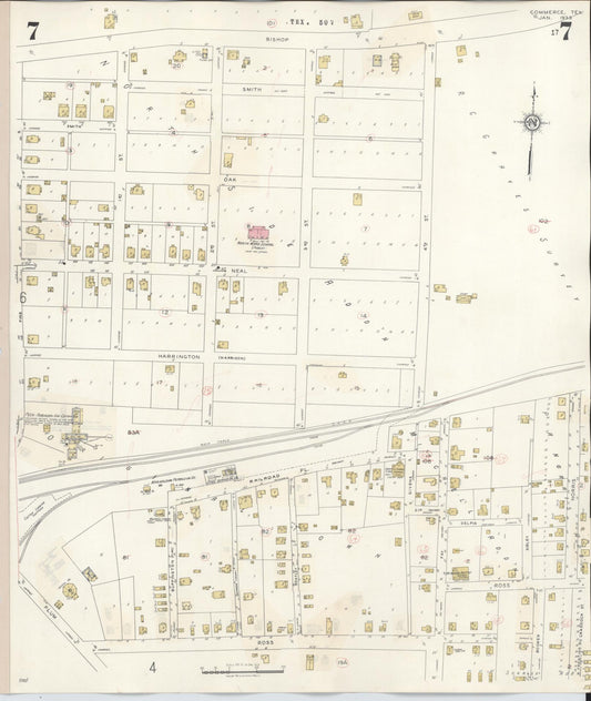 Sanborn Fire Insurance Map from Commerce, Hunt County, Texas (1940), Sheet #0007 - Historic Sanborn Fire Insurance Map Print, vintage old map wall art, antique decor, genealogy gift, Texas Texas map