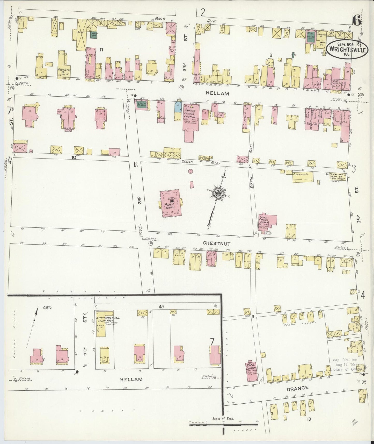 Sanborn Fire Insurance Map from Wrightsville, York County, Pennsylvania (1909), Sheet #0006 - Complete Map Set gallery image, historic Sanborn map, vintage wall art, Pennsylvania Pennsylvania