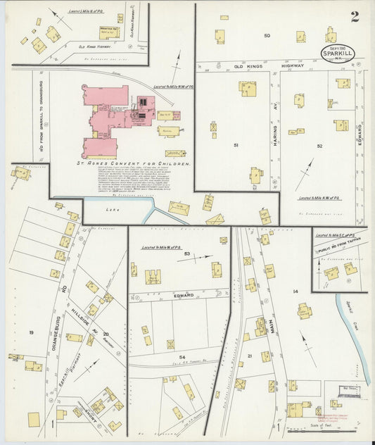 Sanborn Fire Insurance Map from Sparkill, Rockland County, New York (1910), Sheet #0002 - Historic Sanborn Fire Insurance Map Print, vintage old map wall art, antique decor, genealogy gift, New York New York map