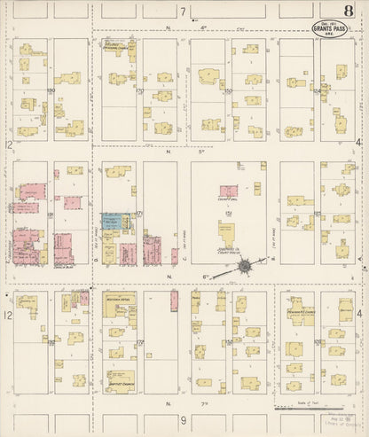 Sanborn Fire Insurance Map from Grants Pass, Josephine County, Oregon (1911), Sheet #0008 - Complete Map Set gallery image, historic Sanborn map, vintage wall art, Oregon Oregon