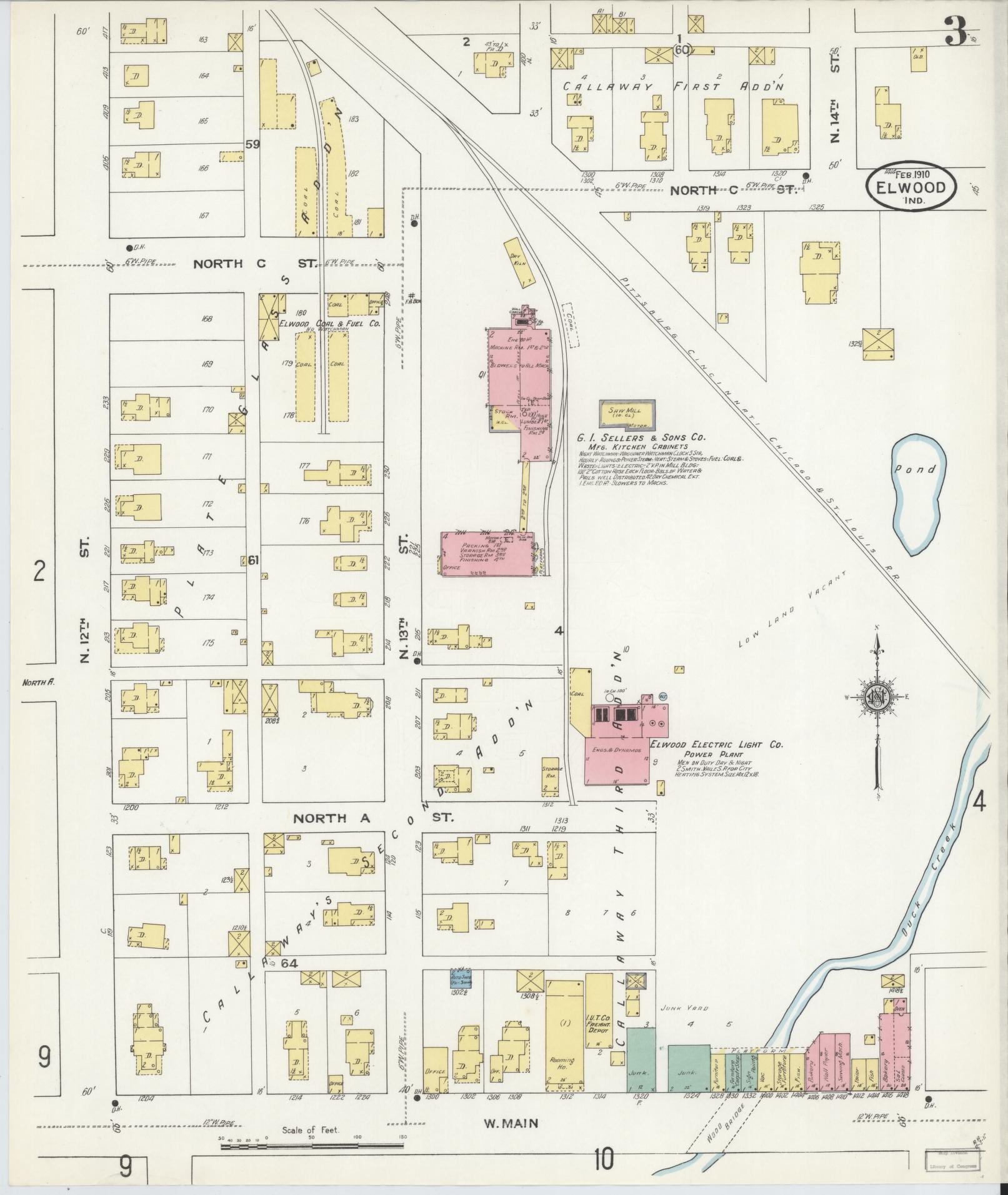 Sanborn Fire Insurance Map from Elwood, Madison County, Indiana (1910), Sheet #0003 - Complete Map Set gallery image, historic Sanborn map, vintage wall art, Indiana Indiana