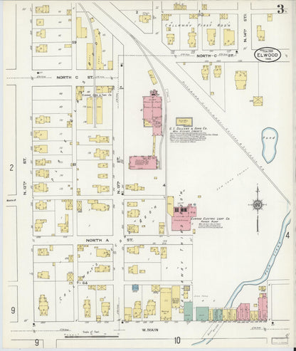 Sanborn Fire Insurance Map from Elwood, Madison County, Indiana (1910), Sheet #0003 - Complete Map Set gallery image, historic Sanborn map, vintage wall art, Indiana Indiana