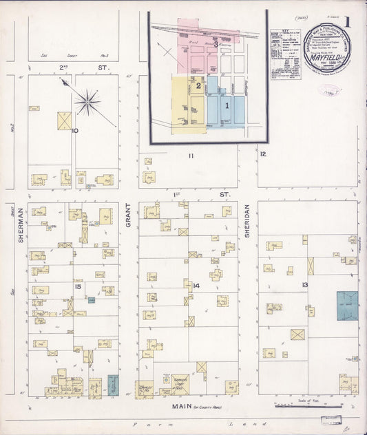 Sanborn Fire Insurance Map from Mayfield, Santa Clara County, California (1888), Sheet #0001 - Historic Sanborn Fire Insurance Map Print, vintage old map wall art, antique decor, genealogy gift, California California map