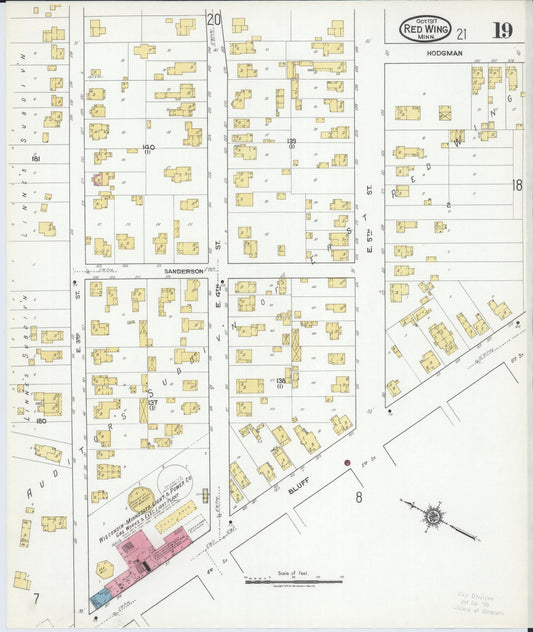 Sanborn Fire Insurance Map from Red Wing, Goodhue County, Minnesota (1917), Sheet #0019 - Historic Sanborn Fire Insurance Map Print, vintage old map wall art, antique decor, genealogy gift, Minnesota Minnesota map