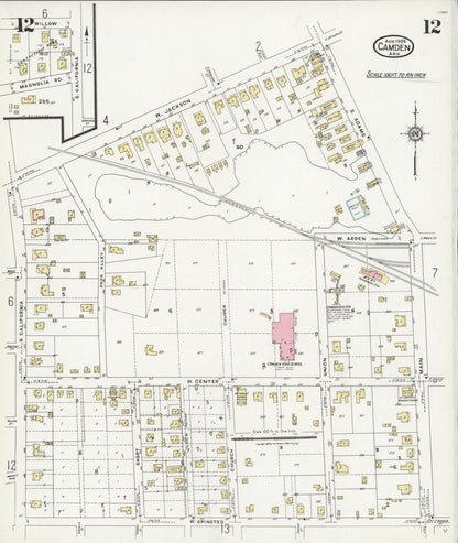 Sanborn Fire Insurance Map from Camden, Ouachita County, Arkansas (1924), Sheet #0012 - Complete Map Set gallery image, historic Sanborn map, vintage wall art, Arkansas Arkansas