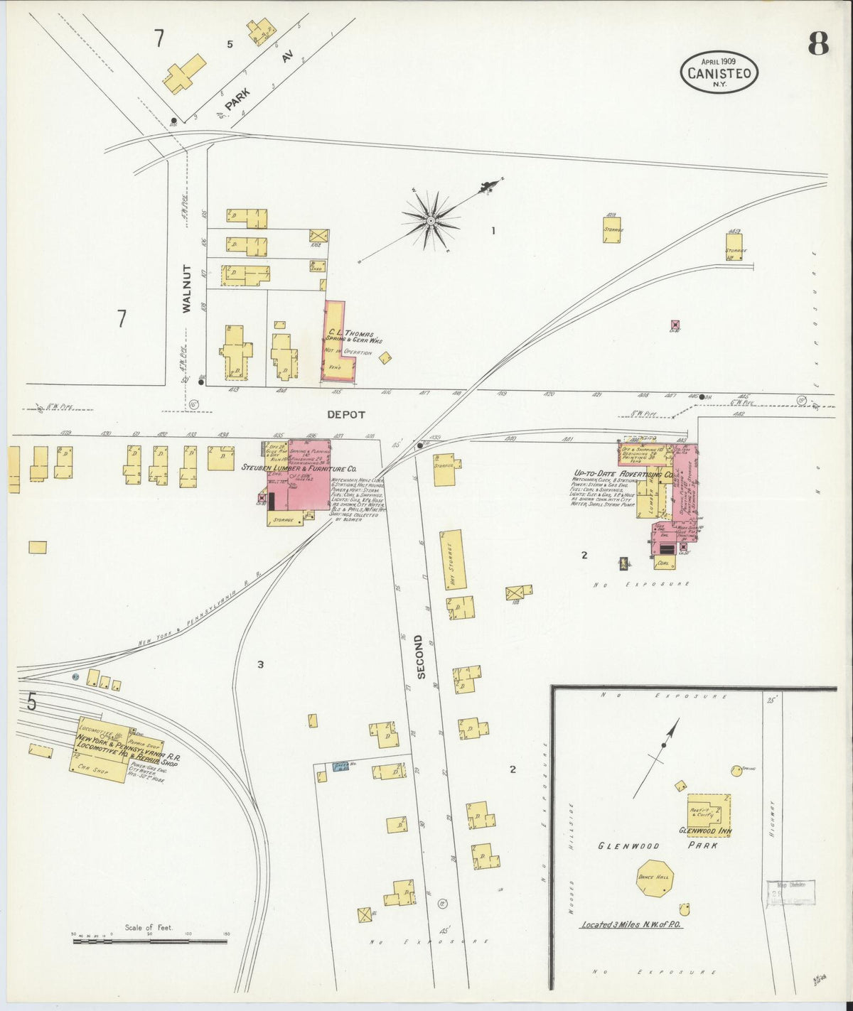 Sanborn Fire Insurance Map from Canisteo, Steuben County, New York (1909), Sheet #0008 - Complete Map Set gallery image, historic Sanborn map, vintage wall art, New York New York